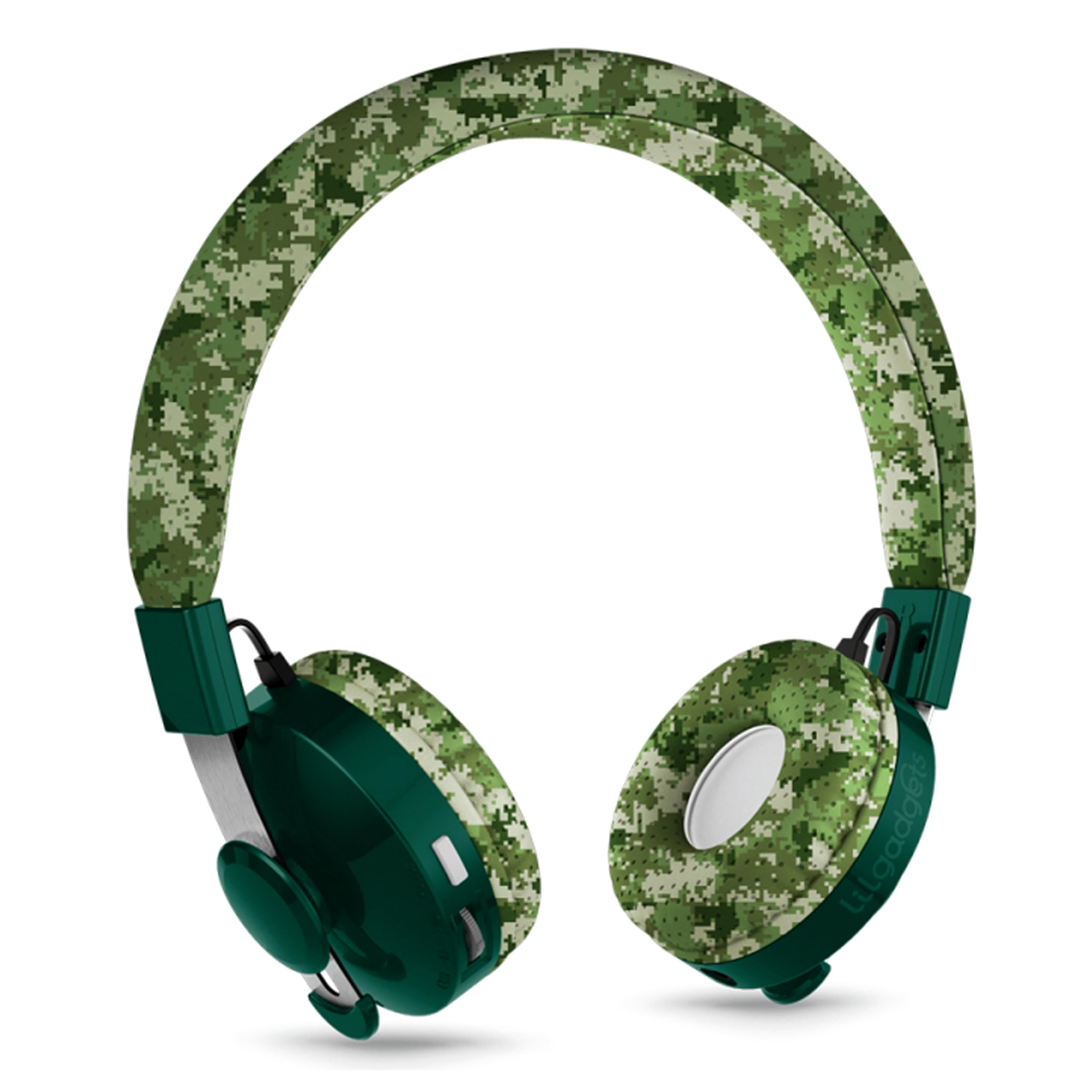V185-LGUT08DC_lgut08a_1 LilGadgets Untangled Pro Premium Children's Wireless Headphones Green Digital Camo - Image 1