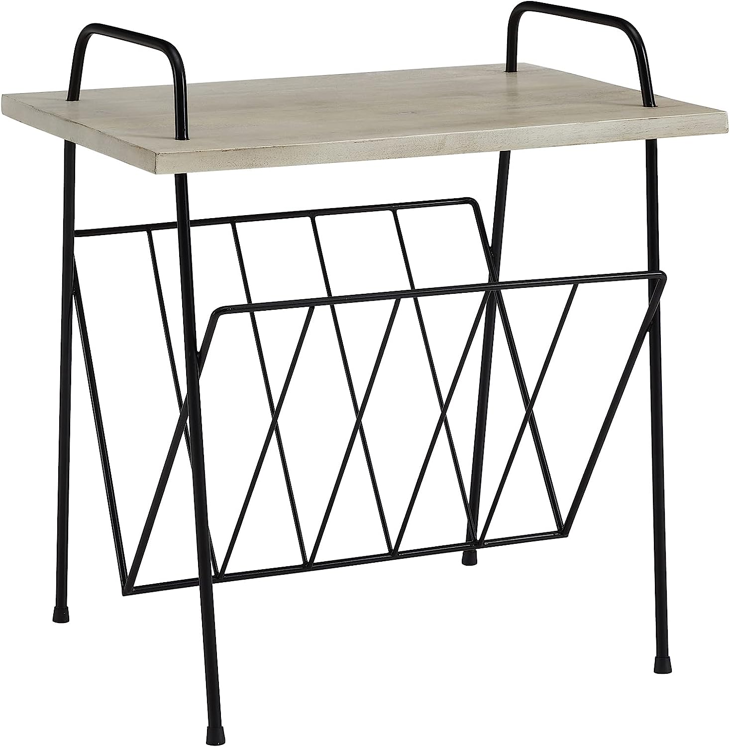 V185-ST77NA-78741-00 Crosley Wiltshire Turntable Stand Modern Retro White Wash Wood - Image 1