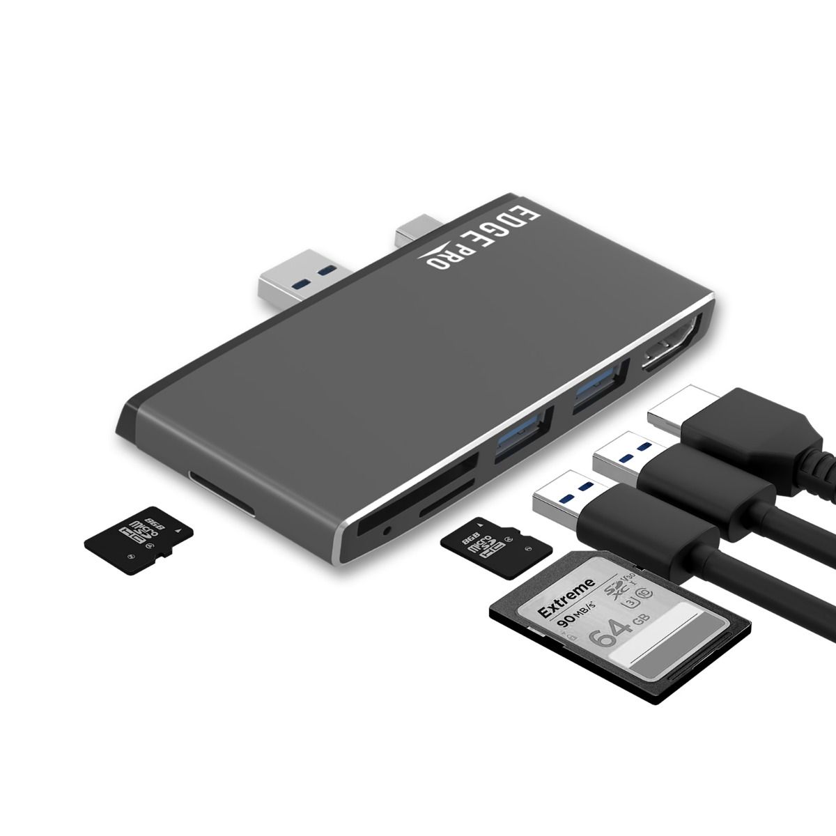 V186-MB-EGE-P78GRY_mb-ege-p78gry_1_1 mbeat Edge Pro Multifunction USB- C Hub for Microsoft Surface Pro Gen 5/6 - Image 1