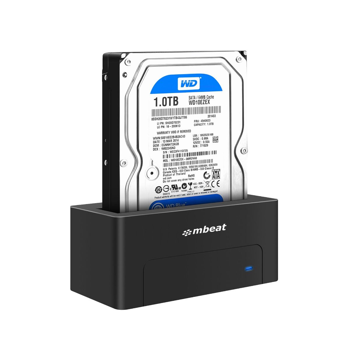 V186-MB-HDD-235D1K-212843-00 mbeat D1 USB 3.0 3.5" & 2.5" SATA HDD Docking Station - Black - Image 1