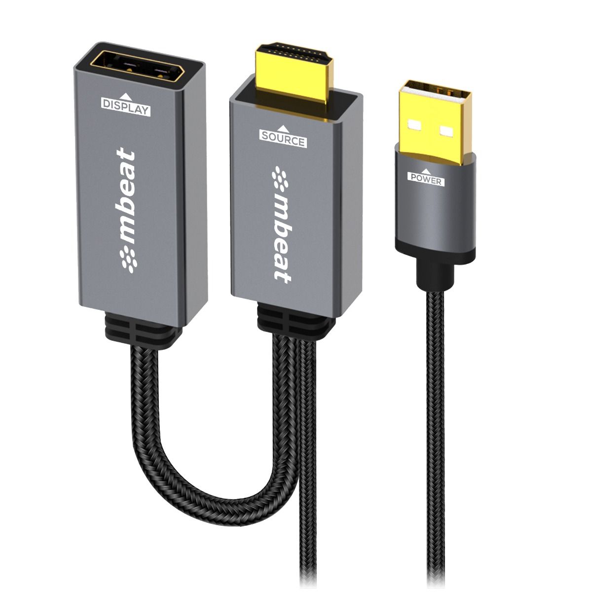 V186-MB-XAD-HDDPU-141187-00 mbeat Tough Link HDMI to DisplayPort Adapter with USB Power - Image 1