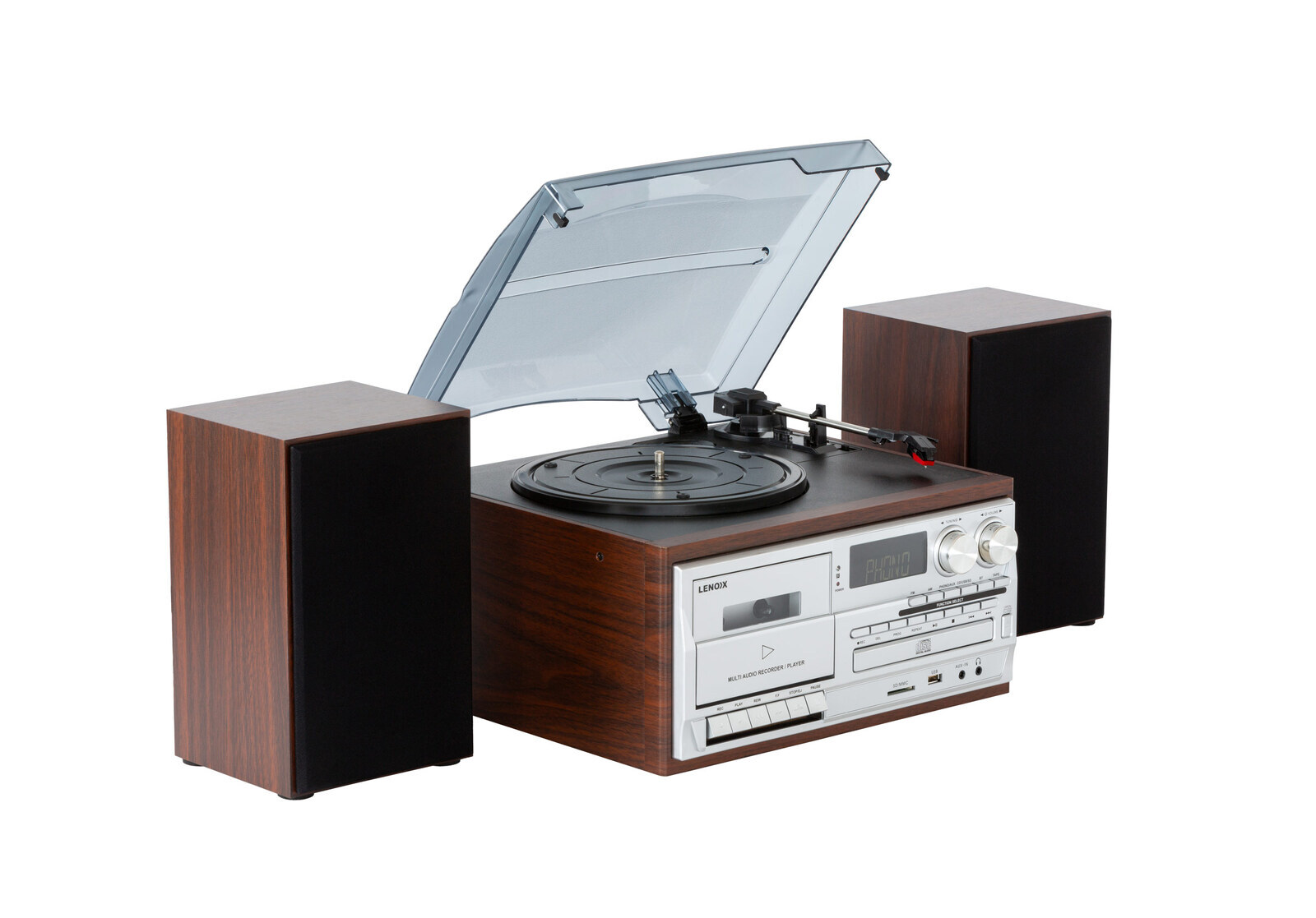 V196-CD114BR-38049-00 Audio Home Entertainment System (Brown) Turntable, CDs, Vinyl, Wireless Streaming & More - Image 1
