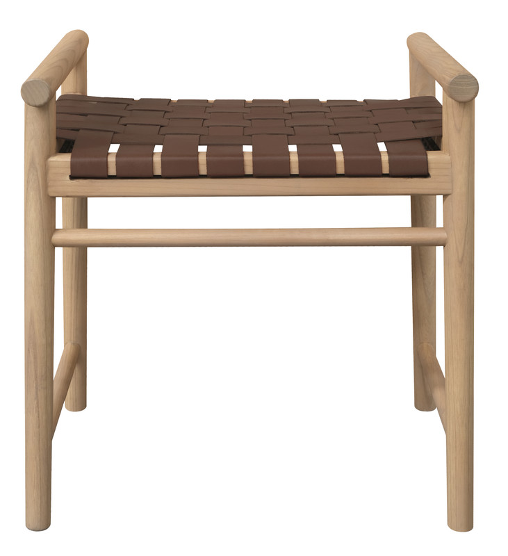 V199-BE055LHN-189592-00 Elliot Single Seater Bench with Genuine Leather (Natural) - Image 1