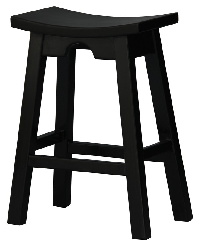 V199-BR064WDB-189606-00 Ryo Solid Mahogany Kitchen Counter Stool (Black) - Image 1