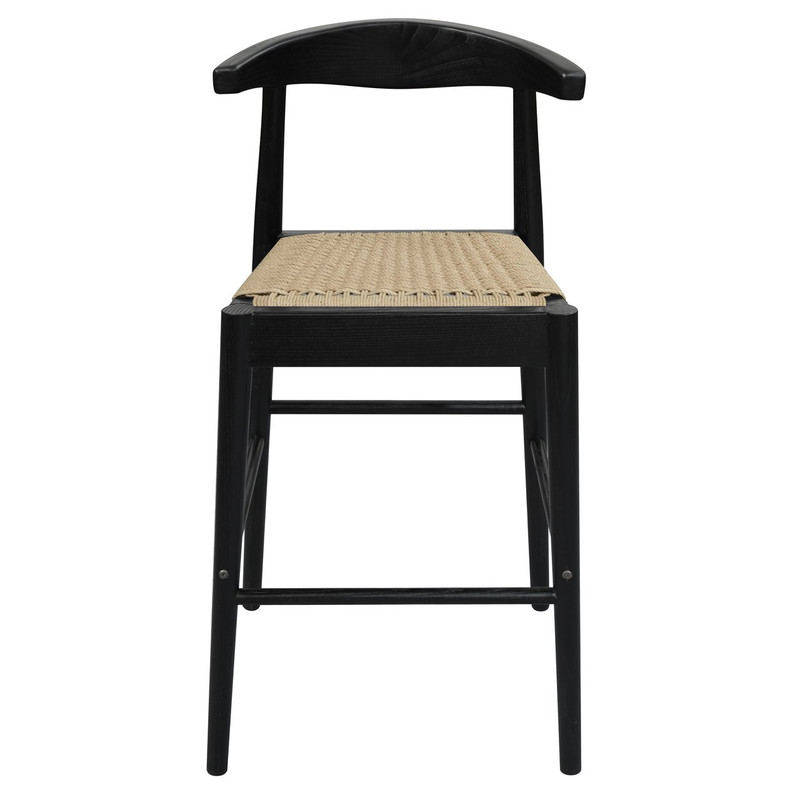 V199-BR091NKLOB-210524-00 Arden Solid Oak Loom Kitchen Counter Stool (Black) - Image 1