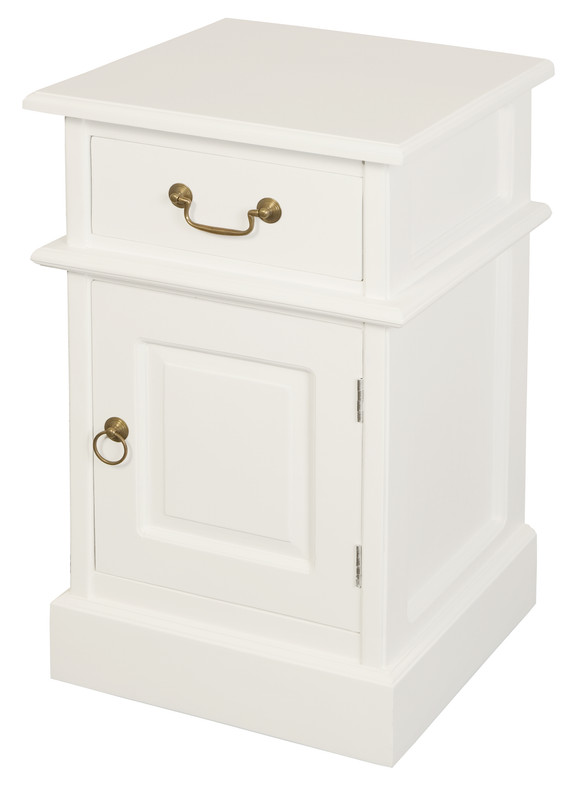 V199-BS101PNRWH-149105-00 Tasmania 1 Solid Door 1 Drawer Bedside (White) - Image 1