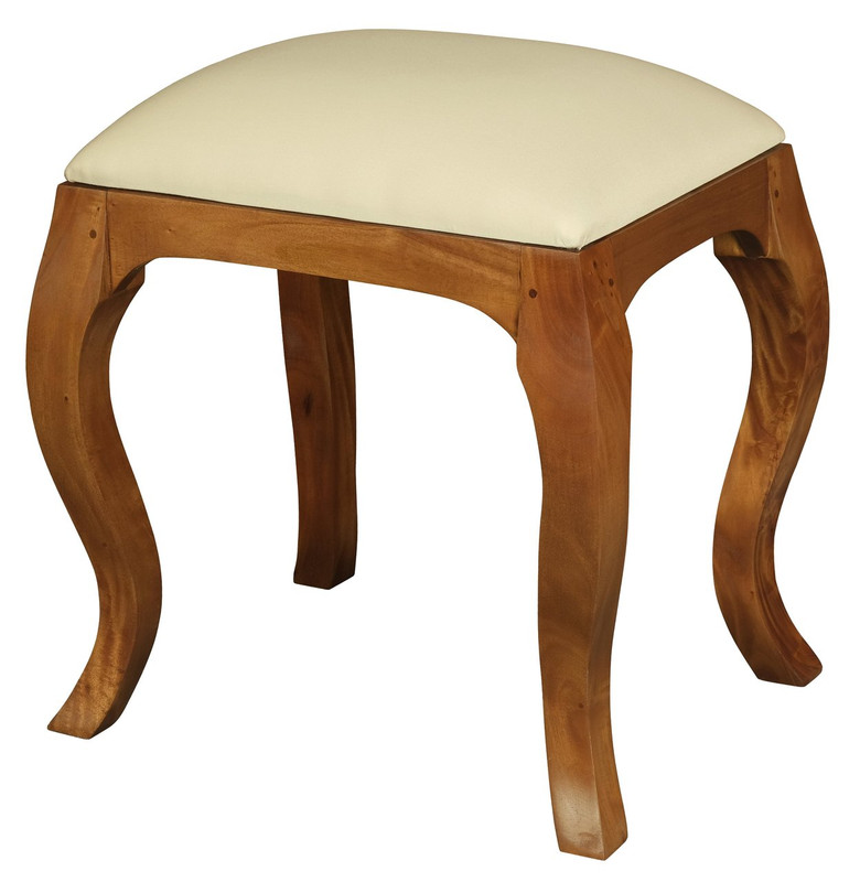 V199-CH001QALP-191678-00 Eloise Cabriole Leg Dressing Stool (Light Pecan) - Image 1