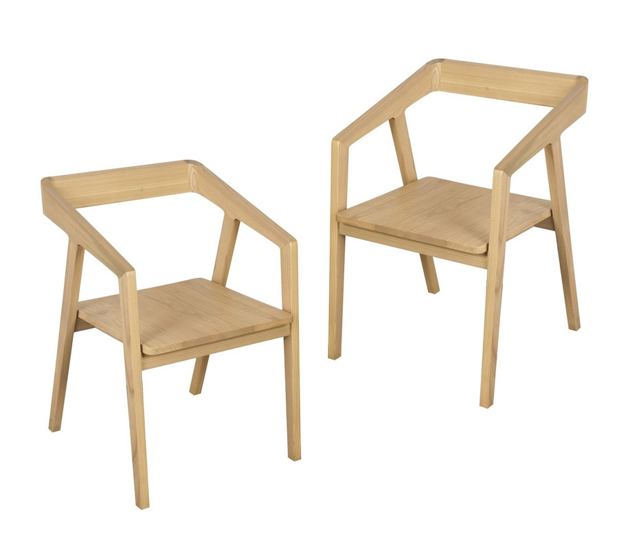 V199-CH054IFOSF2N-189646-00 Kyoto Solid Oak Arm Chair - Set of 2 (Natural) - Image 1