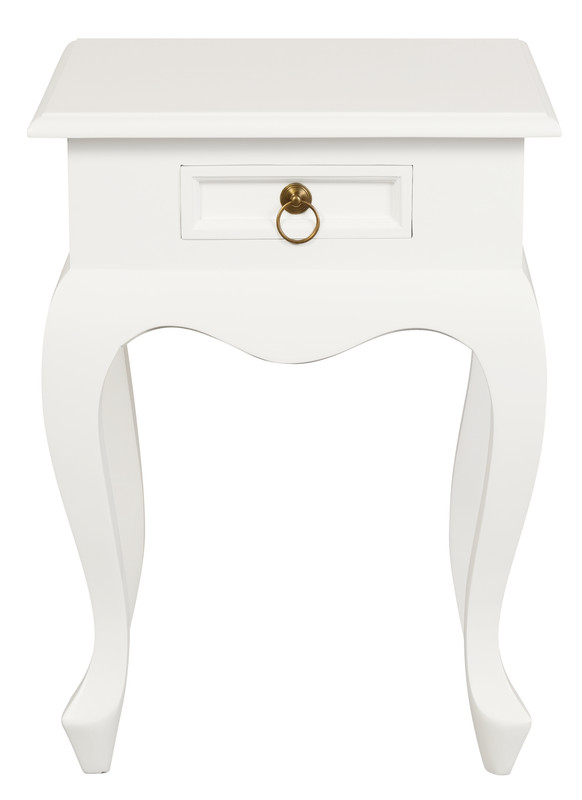 V199-LT001QAWH-173814-00 Queen Anne 1 Drawer Lamp Table (White) - Image 1