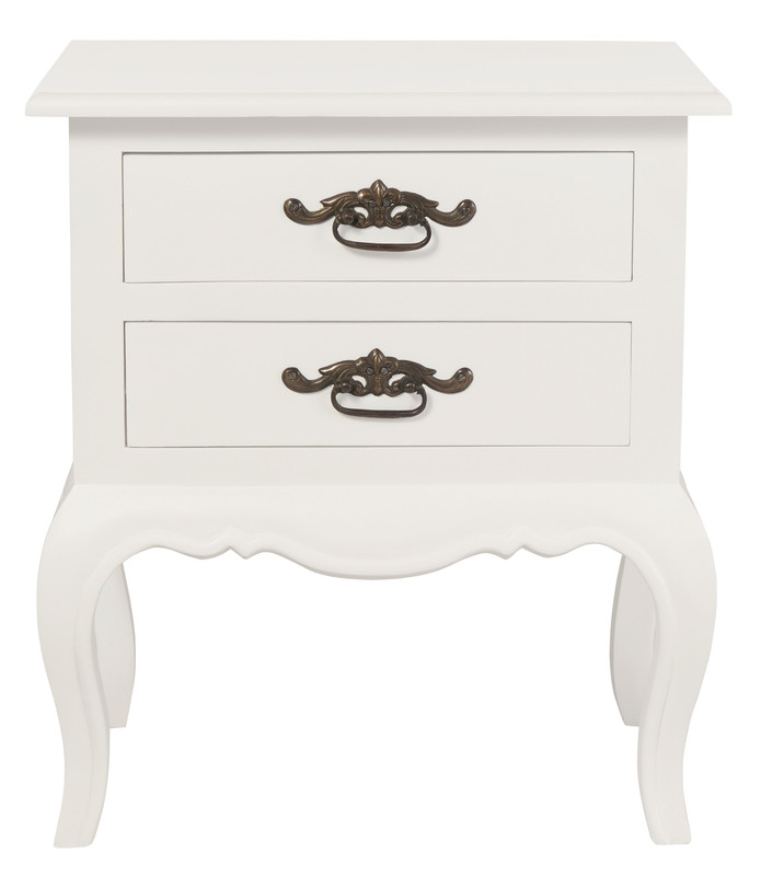 V199-LT002FPWH-173817-00 French Provincial 2 Drawer Side Table (White) - Image 1