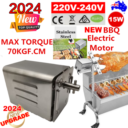 V201-BBQ0001SI8AU-175444-00 Electric BBQ Rotisserie Motor Spit Stainless Steel BBQ Campfire Motor AU Plug - Image 1