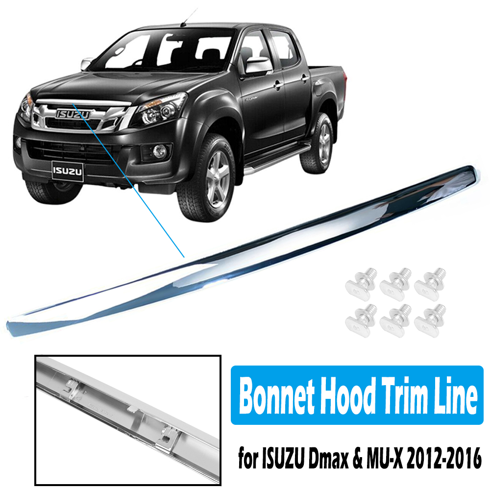 V201-CARDMAX50SI8AU-139488-00 Chrome ABS Car Front Line Bonnet Hood Trim for ISUZU D-Max Dmax MU-X 2012-2016 - Image 1