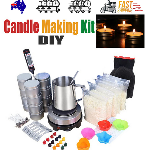 V201-DIY0001WH8AU-208719-00 DIY Candle Making Kit 1KG Wax Bean Electric Wax Melter Pouring Pot Thermometer - Image 1