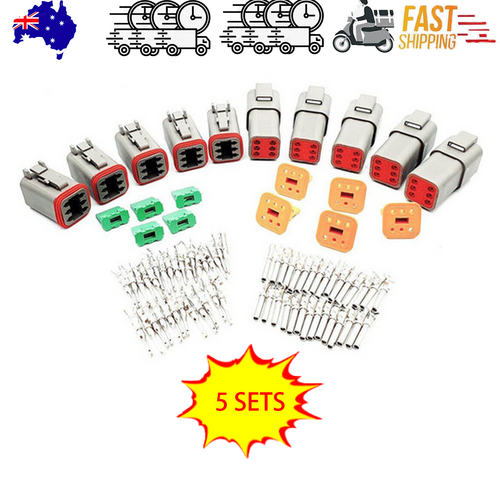 V201-DT4606P5SETA-213314-00 5 Set Deutsch DT 6 Way Pin Male/Female Kit Electrical Connector Plug Waterproof - Image 1