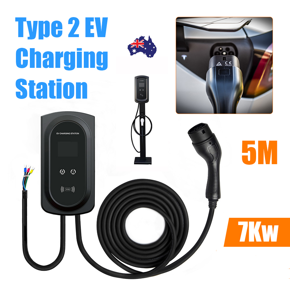V201-EVC0002BL8AU-86832-00 7kW 1 Phases EV Charging Station Touch Wallbox with App Control Vehicle Charger - Image 1