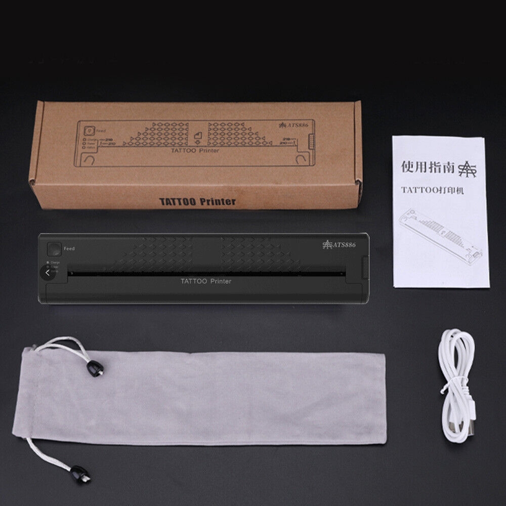 V201-HLWS009-BLACK-81442-00 Wireless Tattoo Transfer Printer Portable Machine Clear Transfer Stencil Printer Black - Image 1