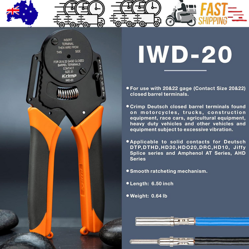 V201-IWD0020BL8AU-213324-00 DT20 Crimper 4 Way Indent,8 Impression iCrimp Closed Barrel Type Deutsch Crimper - Image 1