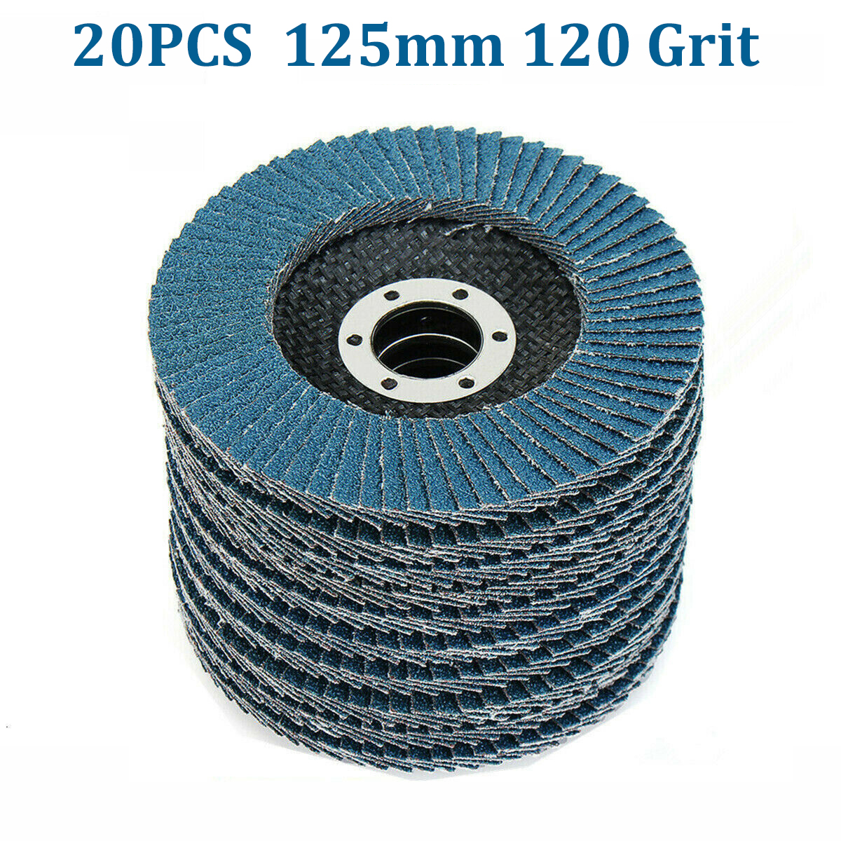 V201-ROND0120BU8AU-91653-00 20PCS 5" 125MM Angle Grinder Flap Sanding Disc 120 Grit Grinding Wheel - Image 1
