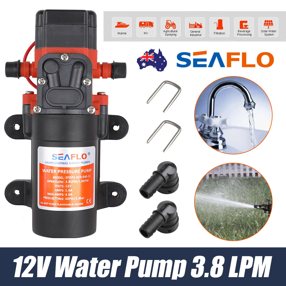 V201-SFLO0012OR4021AU-84347-00 Water Pump 12V RV Camper Pressurized Pump Caravan Boat SEAFLO SFDP1-010-040-21 - Image 1