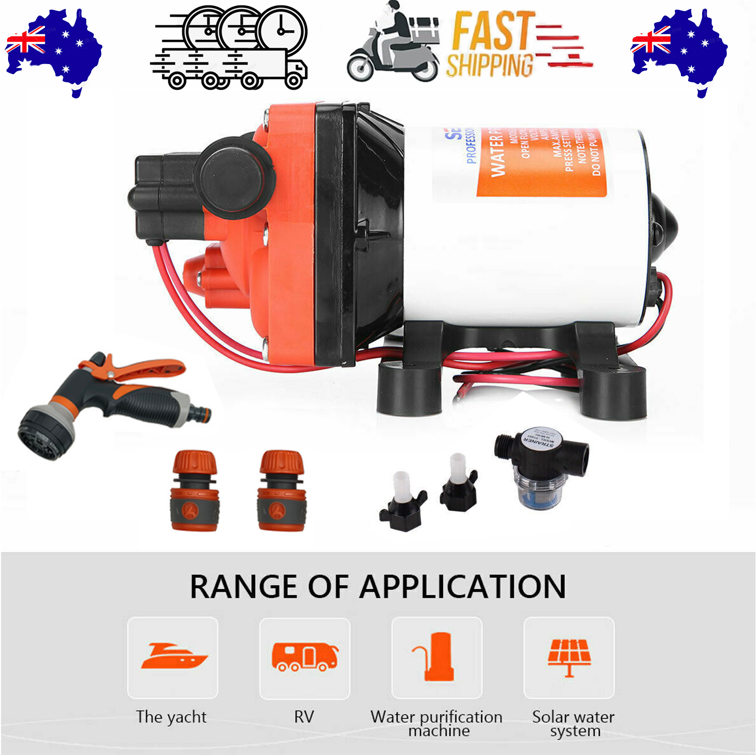 V201-SFLO0012ORV5543AU-202503121337-00 Seaflo 55PSI Pressure 12V Water Pump 11.3LPM For Caravan RV Boat Camper Trailer - Image 1