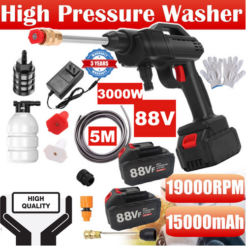 V201-SPRAY02BL8AU2-159225-00 88V Cordless Electric High Pressure Washer Water Spray Gun Car Cleaner 2 Battery - Image 1