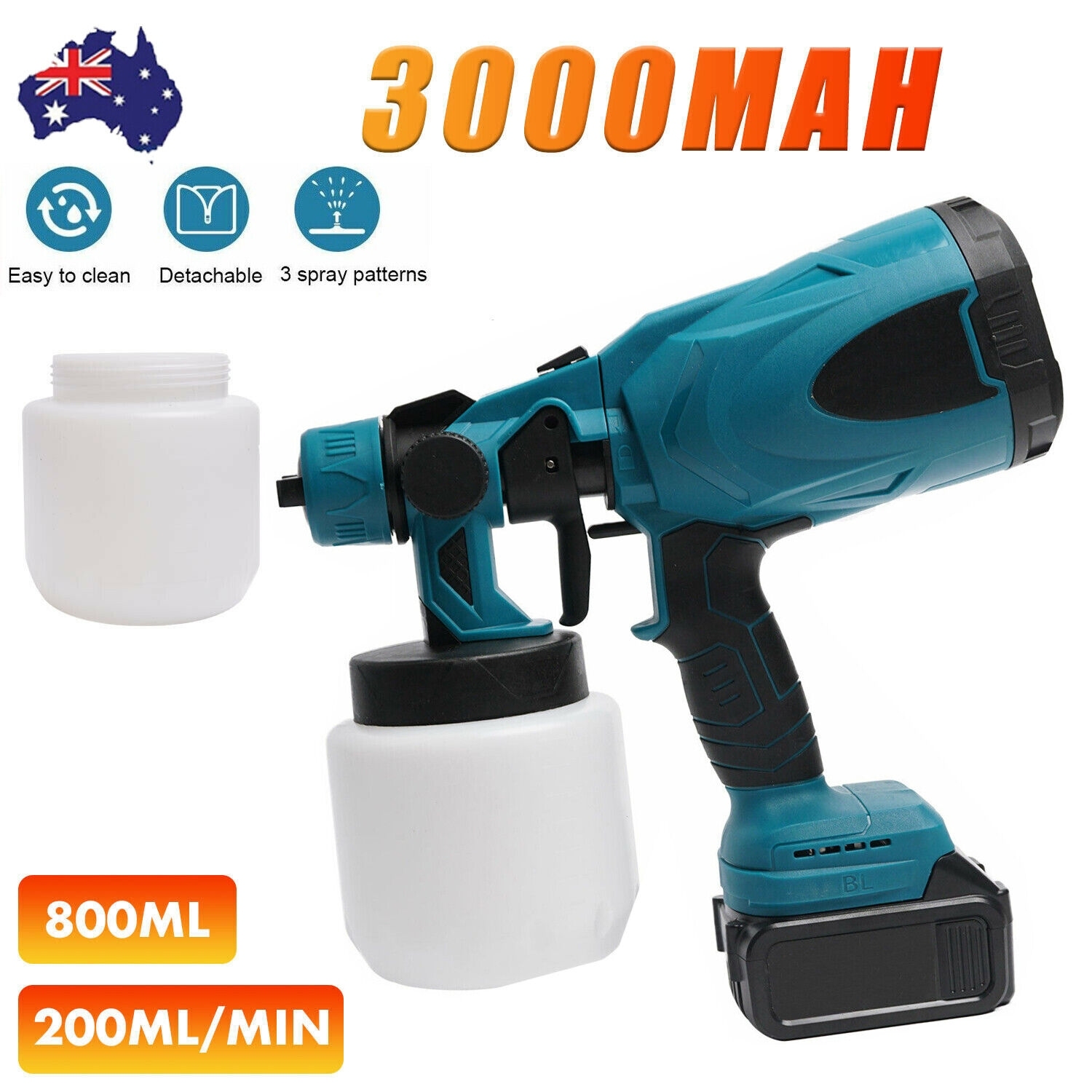 V201-SPRAY02BU8AU-89079-00 Cordless High Pressure Airless Spray Gun Paint Sprayer For Makita 36V Battery AU - Image 1