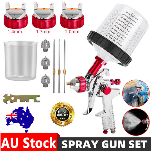V201-SPRAY02RE8AU-189540-00 Air HVLP Spray Gun Paint Gun 600CC Gravity Feed Cup 1.4mm 1.7mm 2mm Tip AU Stock - Image 1