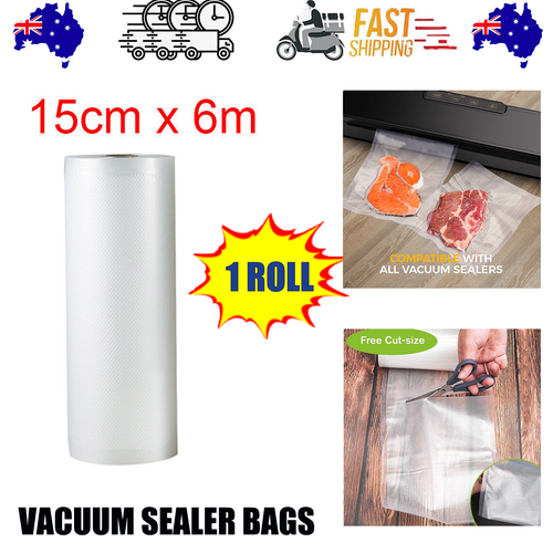 V201-W11820280-226081-00 1ROLL 15CM Vacuum Sealer Bags Rolls Vaccum Food Saver Storage Seal 6M - Image 1