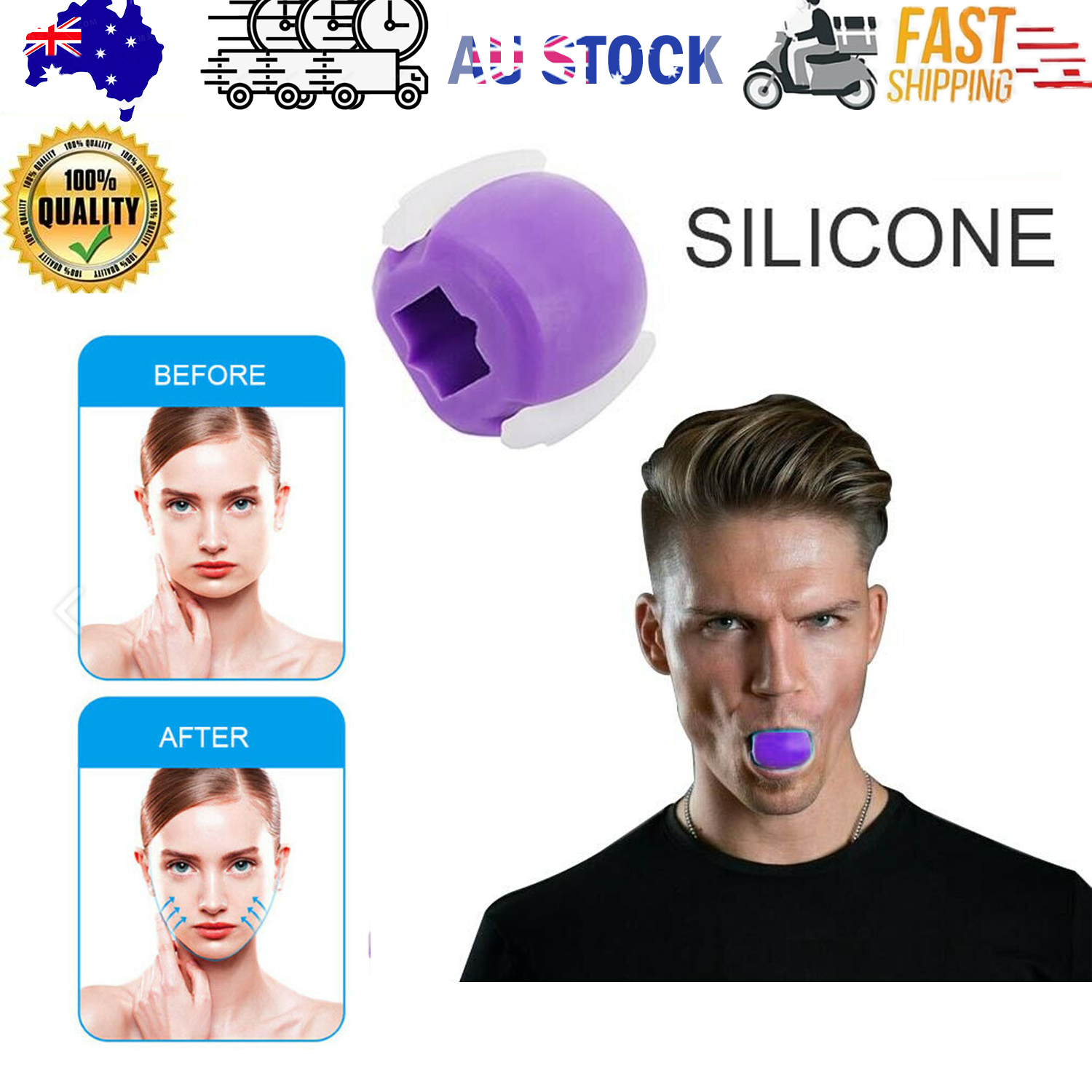 V201-W11877794-202504031751-00 Facial exerciser exercise ballneck toner3-stage mandibular exerciser jaw trainer Purple - Image 1