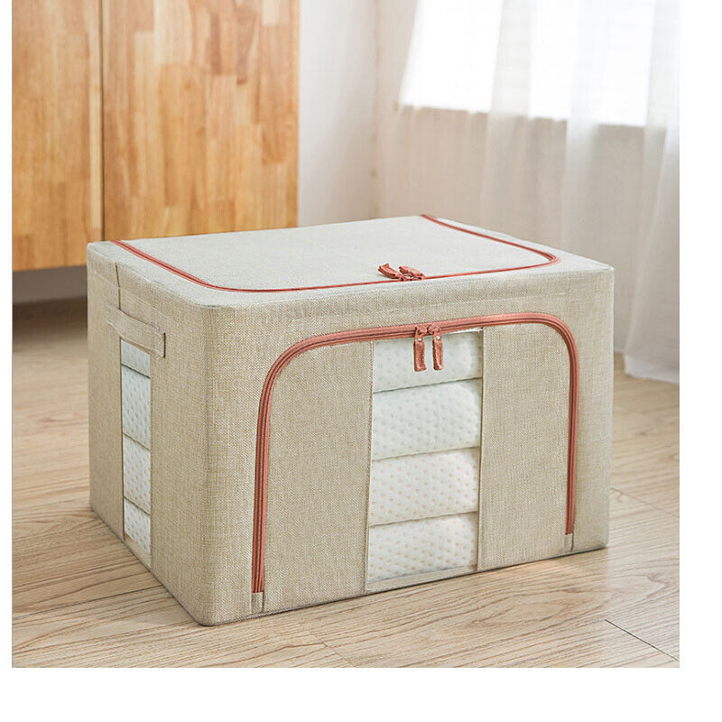 V201-W12783616-189226-00 Foldable Storage Box Crushed Steel Frame Clothes Quilt Toys Organizer 60L Random color - Image 1