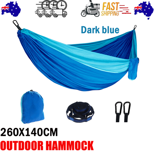 V201-W13050215-223393-00 Outdoor Camping Hammock Lightweight 260x140cm Portable Travel Darkblue - Image 1