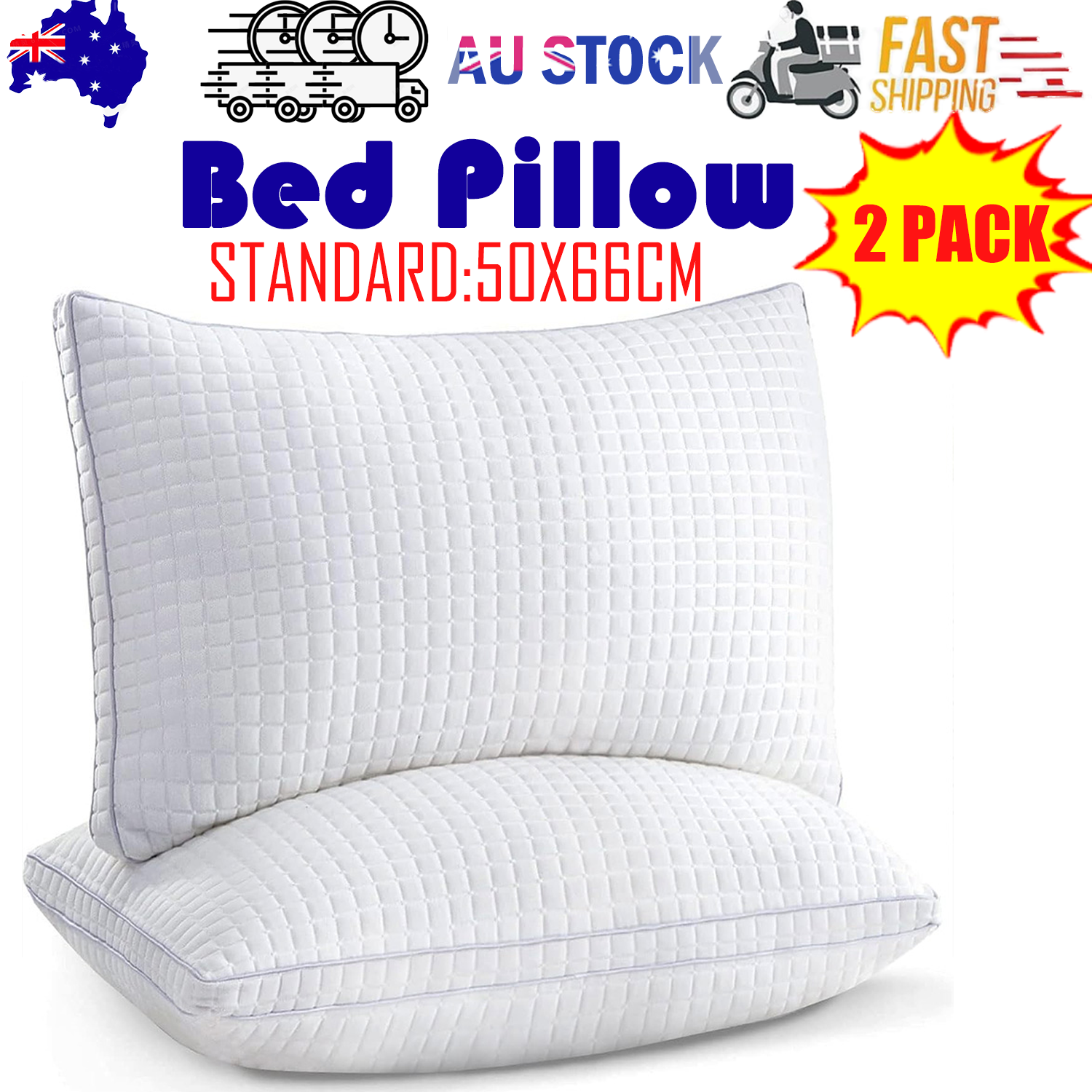 V201-W13149556-202504141829-00 2xStandard Quality Pillows Cotton Hotel Adjustable Home Pillows Down Alternative Pillows - Image 1