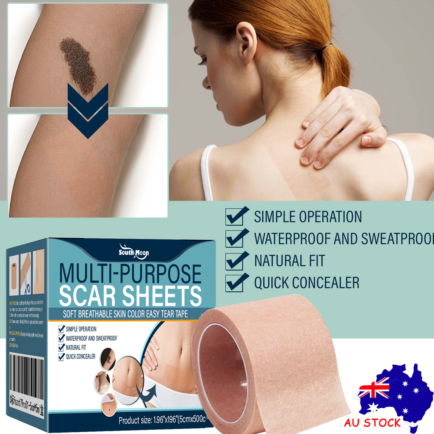 V201-W13194264-202505261651-00 South moon Birthmark Skin Tone Concealer, Cover Body Scars Tattoo Spots Waterproof Color Masking Tape - Image 1