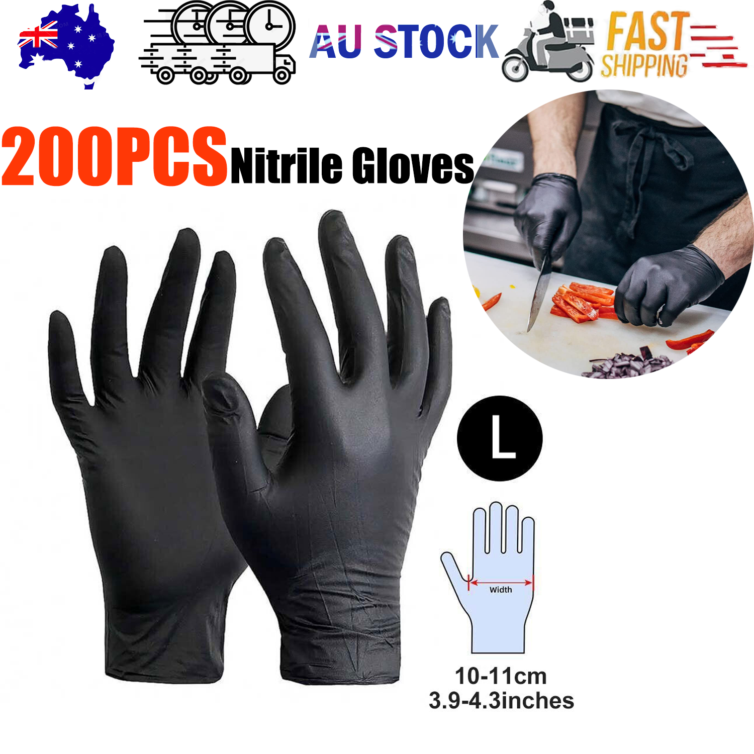 V201-W13213931-202505071529-00 6g Flexible Disposable Nitrile Gloves For Mechanic Work Food Prepa 200Pcs L - Image 1