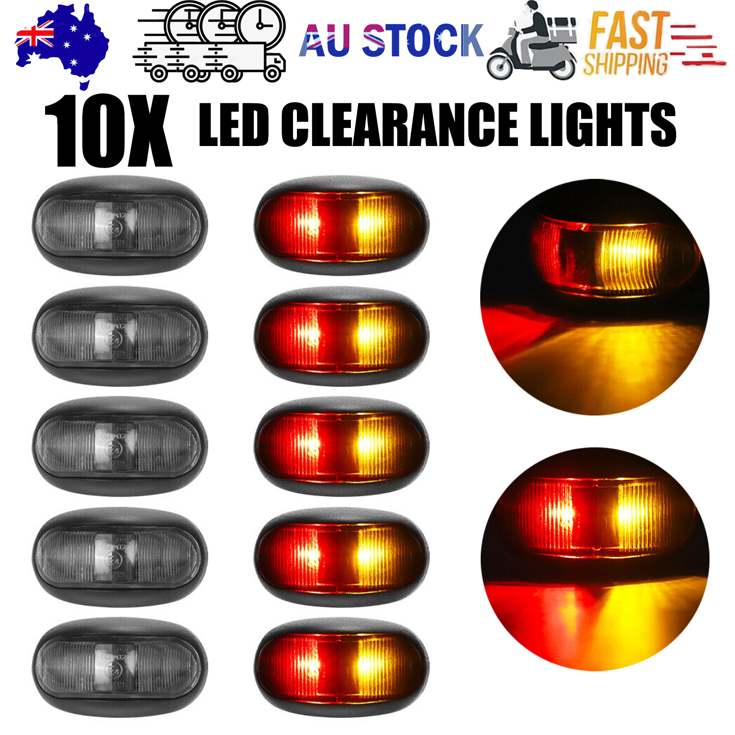 V201-W13281975-202505071541-00 10X LED Clearance Lights Amber Red Side Marker Lamp Truck Trailer Caravan 12-24V - Image 1