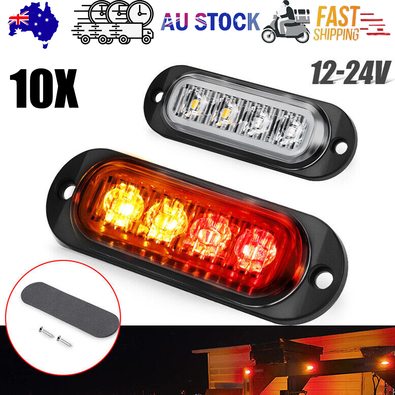 V201-W13281976-202505071541-00 10x LED Clearance Lights Side Marker Lamp Red Amber Truck Trailer Caravan Lorry - Image 1