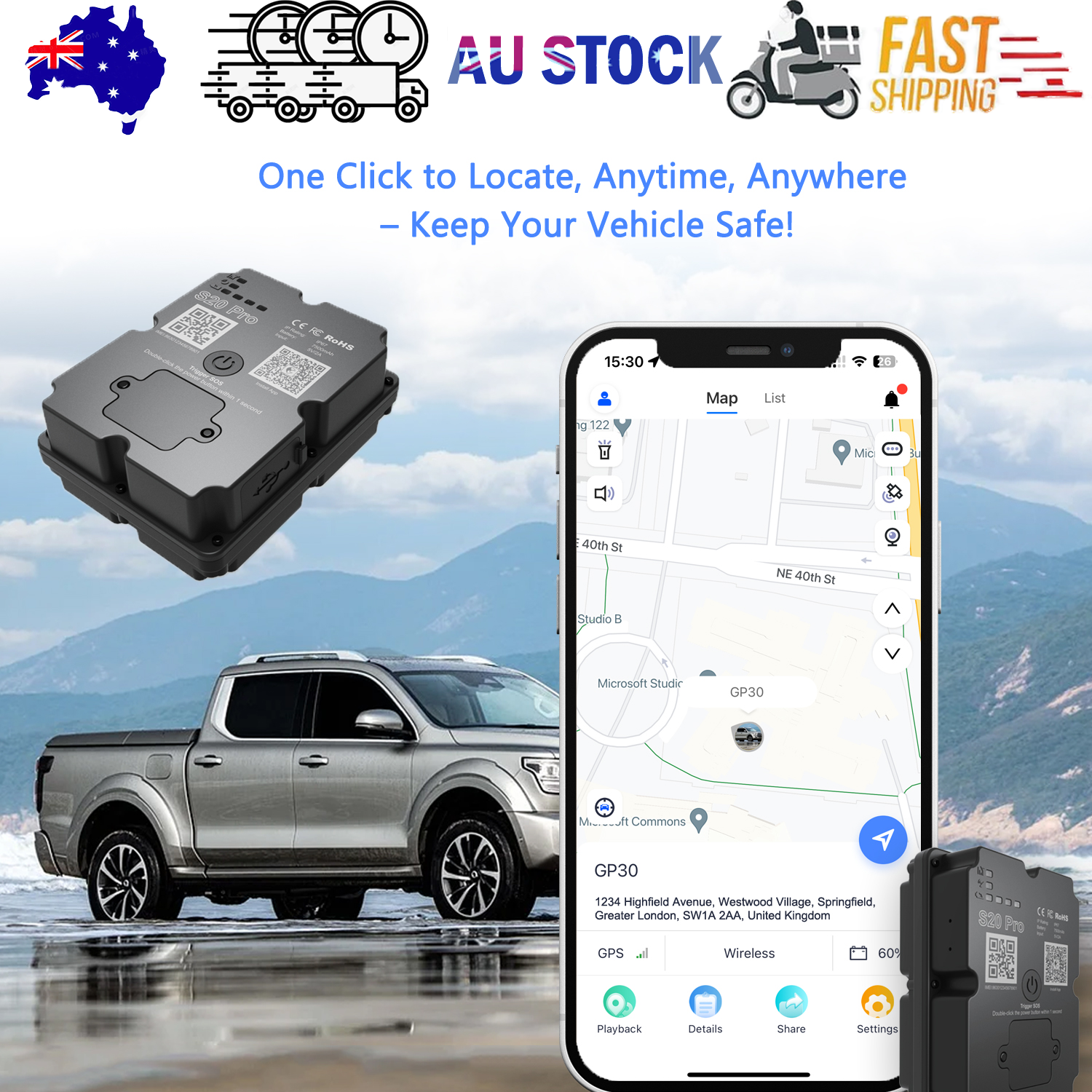 V201-W13485932-202505071520-00 4G GPS Tracker for Car/Moto/Luggage - Waterproof, Real-time Tracking 30 Days Battery Life, Remote Control via Free Trial App. - Image 1