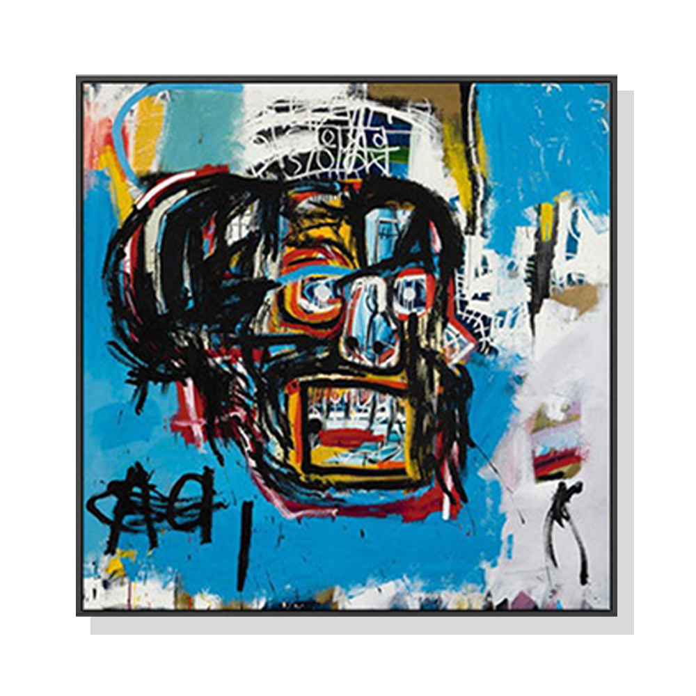 V207-1008_Composition-In-Colour-By-Piet-Mondrian-white_1 Wall Art 60cmx60cm Blue Head By Basquiat Black Frame Canvas - Image 1