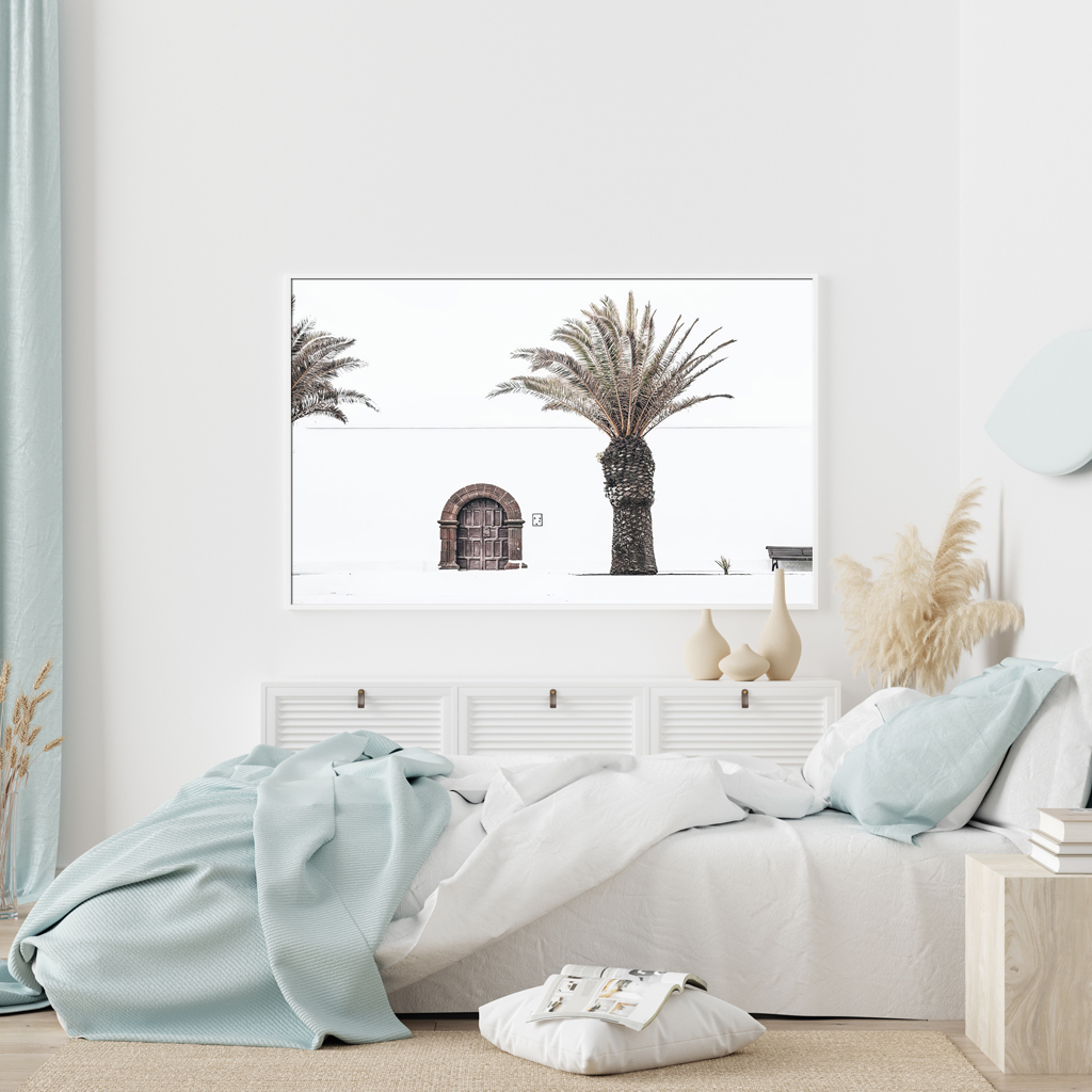 Wall Art 50cmx70cm European Palm Tree White Frame Canvas - Image 3