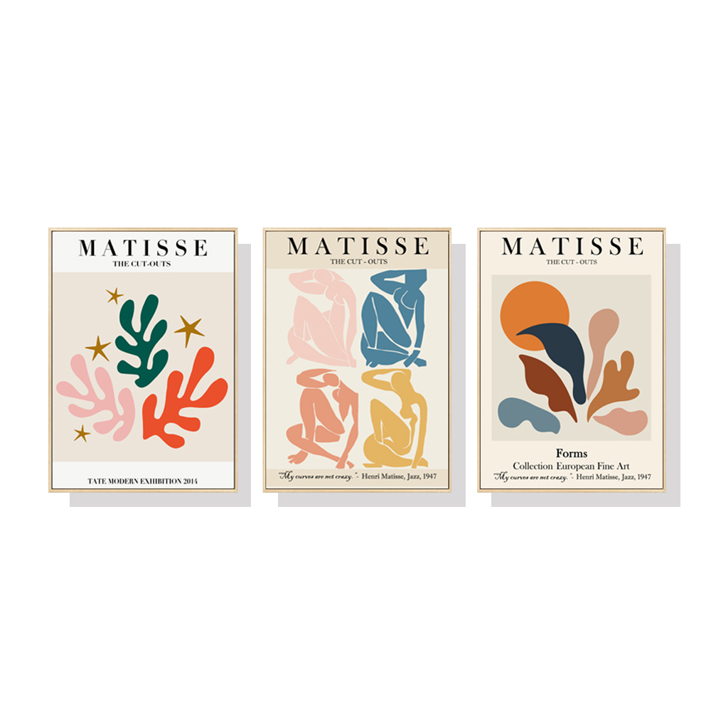 V207-1187_Matisse-Wall-Art-3-sets_1 Wall Art 40cmx60cm Matisse 3 Sets Wood Frame Canvas - Image 1