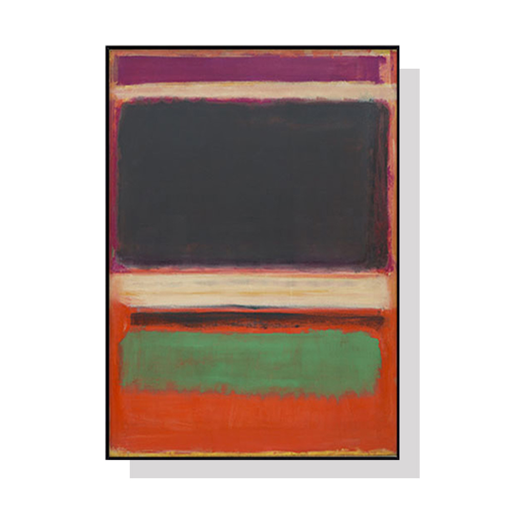 V207-1229_Black-Orange-Green-By-Mark-Rothko_1 Wall Art 50cmx70cm Black Orange Green By Mark Rothko Black Frame Canvas - Image 1