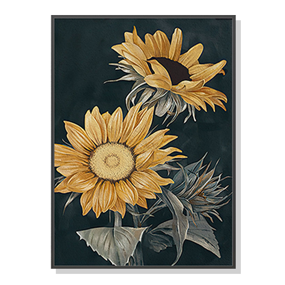 V207-1417-1-145938-00 Wall Art 40cmx60cm Sunflowers Black Frame Canvas - Image 1