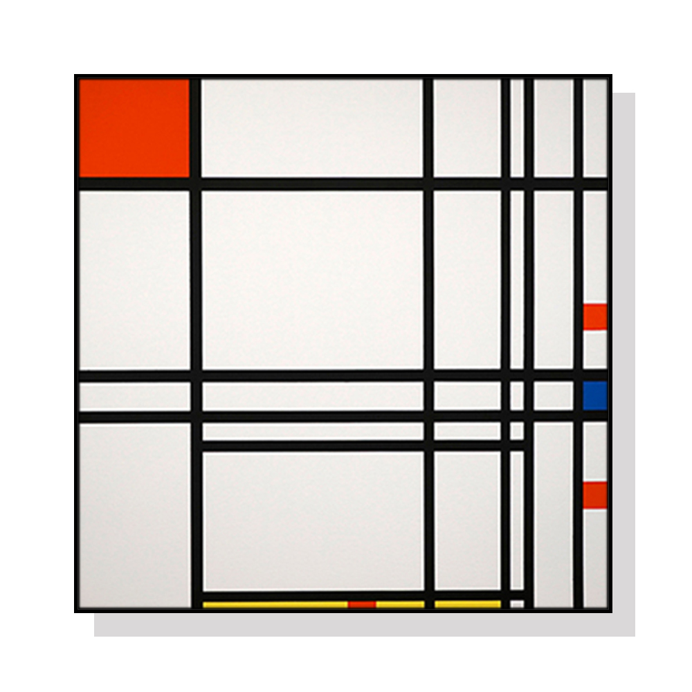 V207-1424-65187-00 Wall Art 80cmx80cm Abstract Art By Piet Mondrian Black Frame Canvas - Image 1