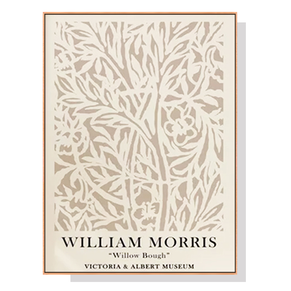 V207-1433-66049-00 Wall Art 60cmx90cm William Morris Neutral Wood Frame Canvas - Image 1