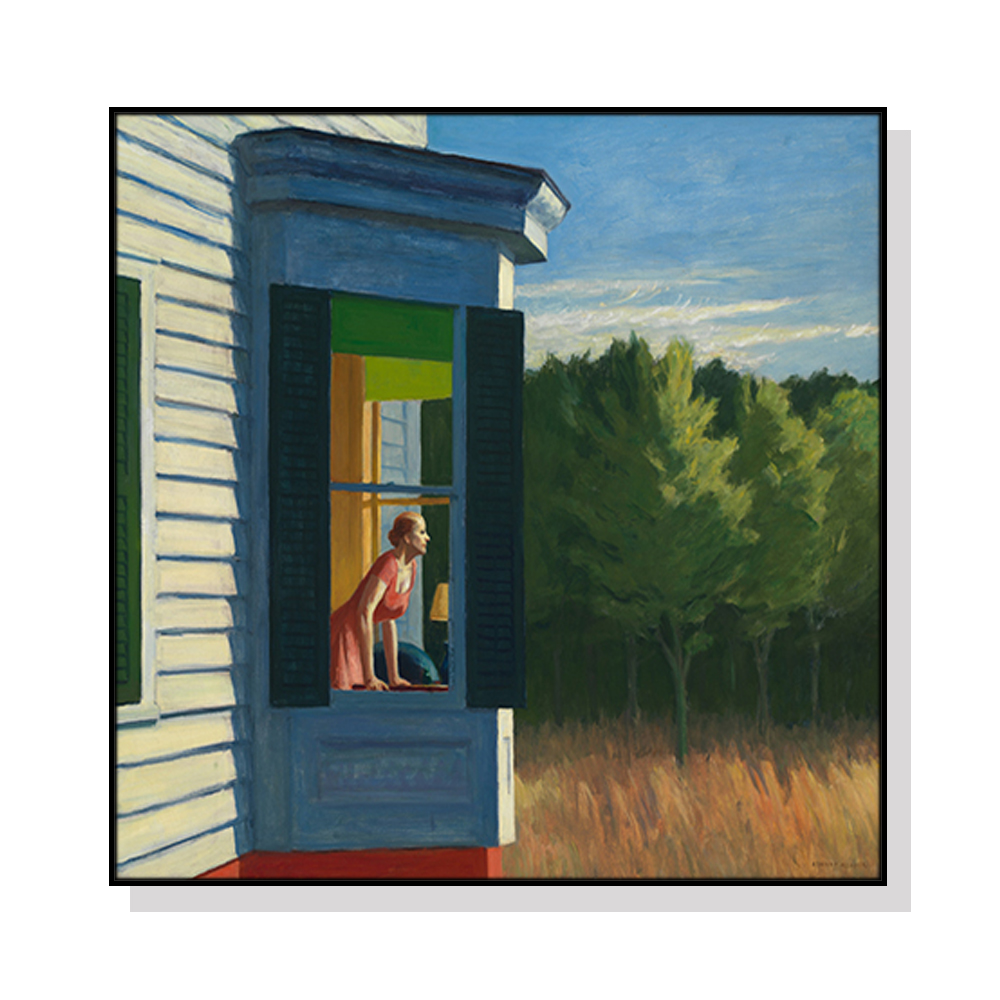 V207-1480-66227-00 Wall Art 60cmx60cm Cape Cod Morning By Edward Hopper Black Frame Canvas - Image 1