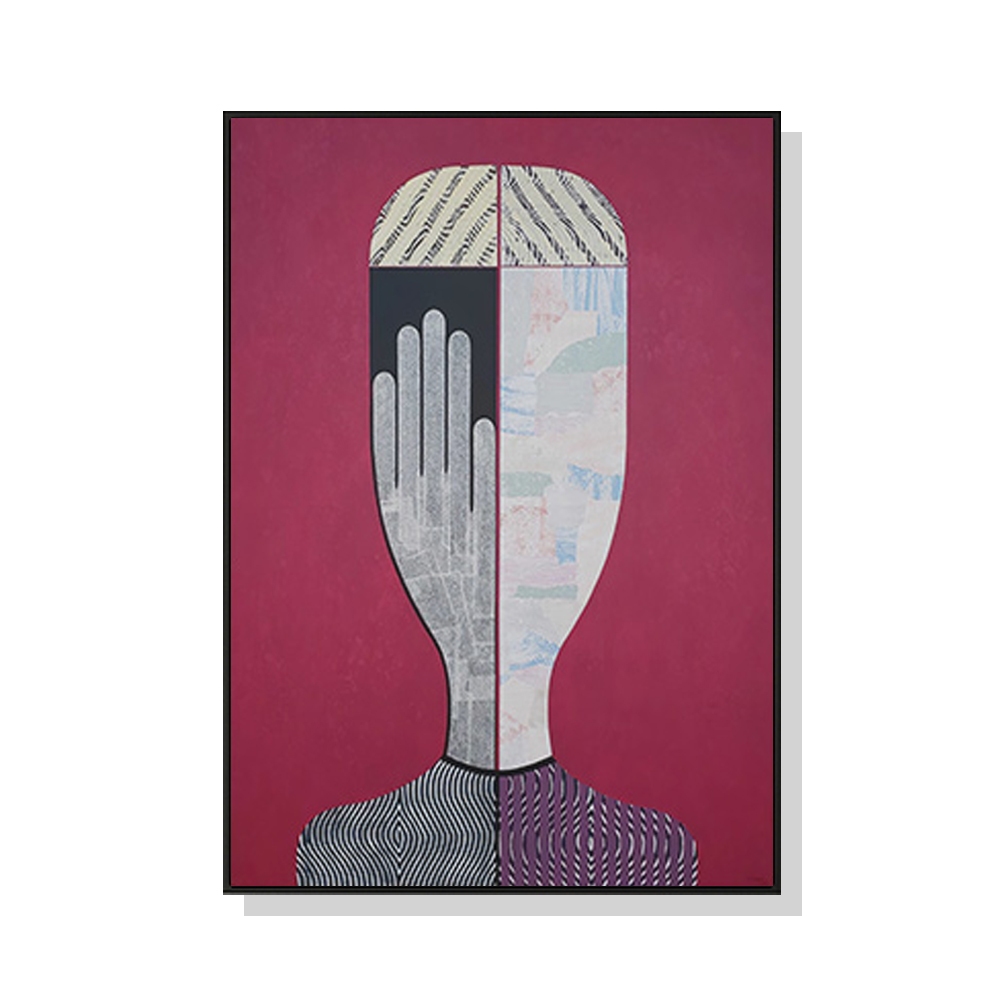 V207-1586-66957-00 Wall Art 60cmx90cm Abstract Woman Black Frame Canvas - Image 1