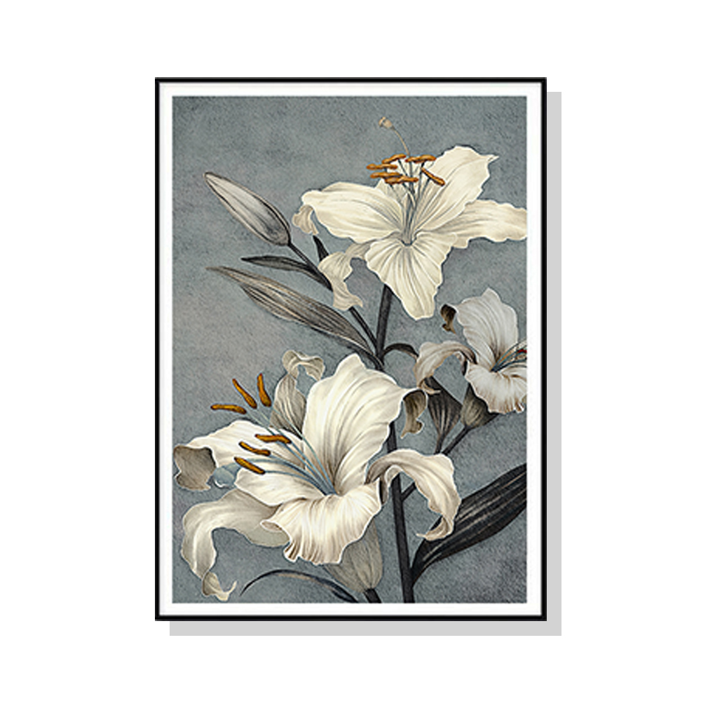 V207-1602-66967-00 Wall Art 80cmx120cm Floral Lily II Black Frame Canvas - Image 1