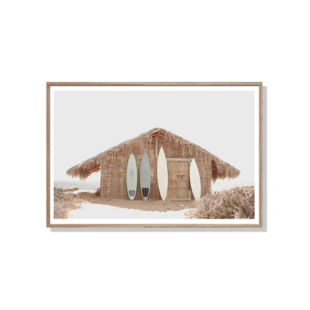 V207-1612-67252-00 Wall Art 70cmx100cm Surf Cabin Wood Frame Canvas - Image 1