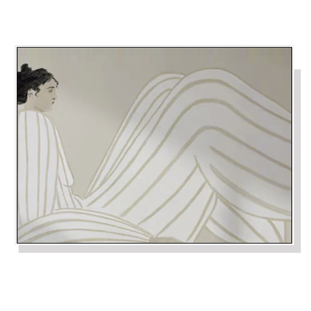 V207-17433-130869-00 Wall Art 100cmx150cm Abstract Lady White Frame Canvas - Image 1