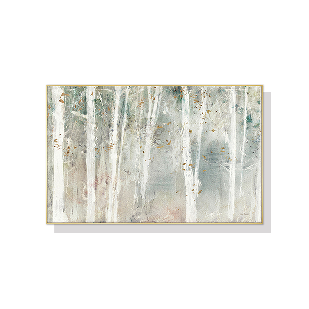 V207-1792-80468-00 Wall Art 50cmx70cm Forest hang painting style Gold Frame Canvas - Image 1